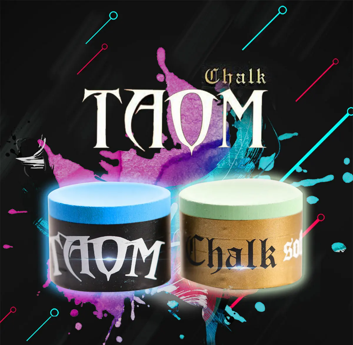 TAOM Billiards Snooker Professional Round Cue Chalk 2.0 Pyramid PYRO Blue Pink Deluxe
