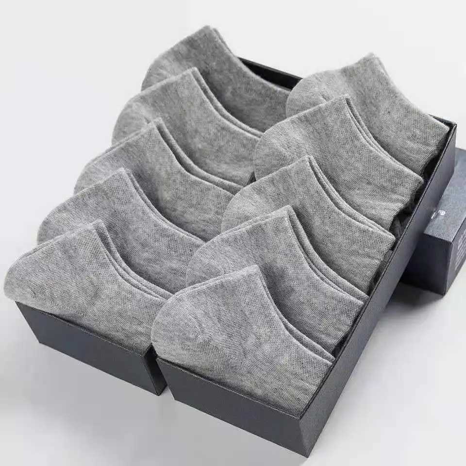5 Pairs Unisex Low Cut Breathable Business Boat Sock Solid Color Comfortable Ankle Casual White Black Summer Men Business LX241102