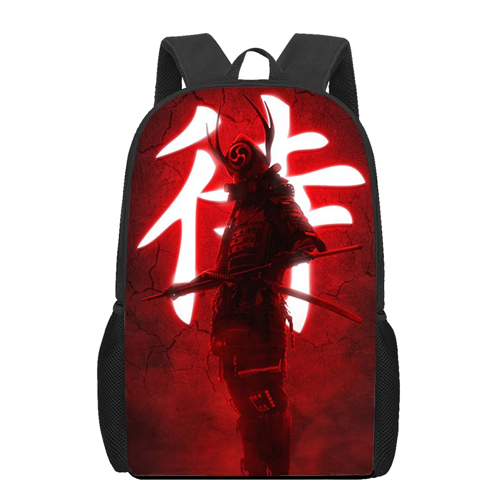 Anime Style Samurai Print Backpacks Girls Boys Student School Bag Teenager Casual Storage Backpacks Woman Men Travel Rucksacks