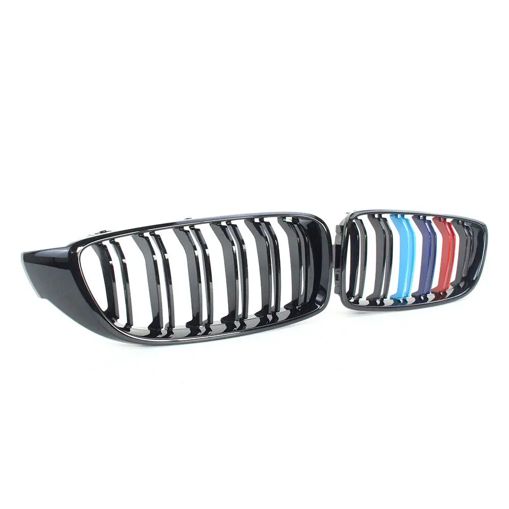 M4 Style Front Bumper Grille Racing Grill For BMW 4 Series F32 F33 F36 M3 F80 M4 F82 13-19 Dual-Slat Glossy Black Accessories
