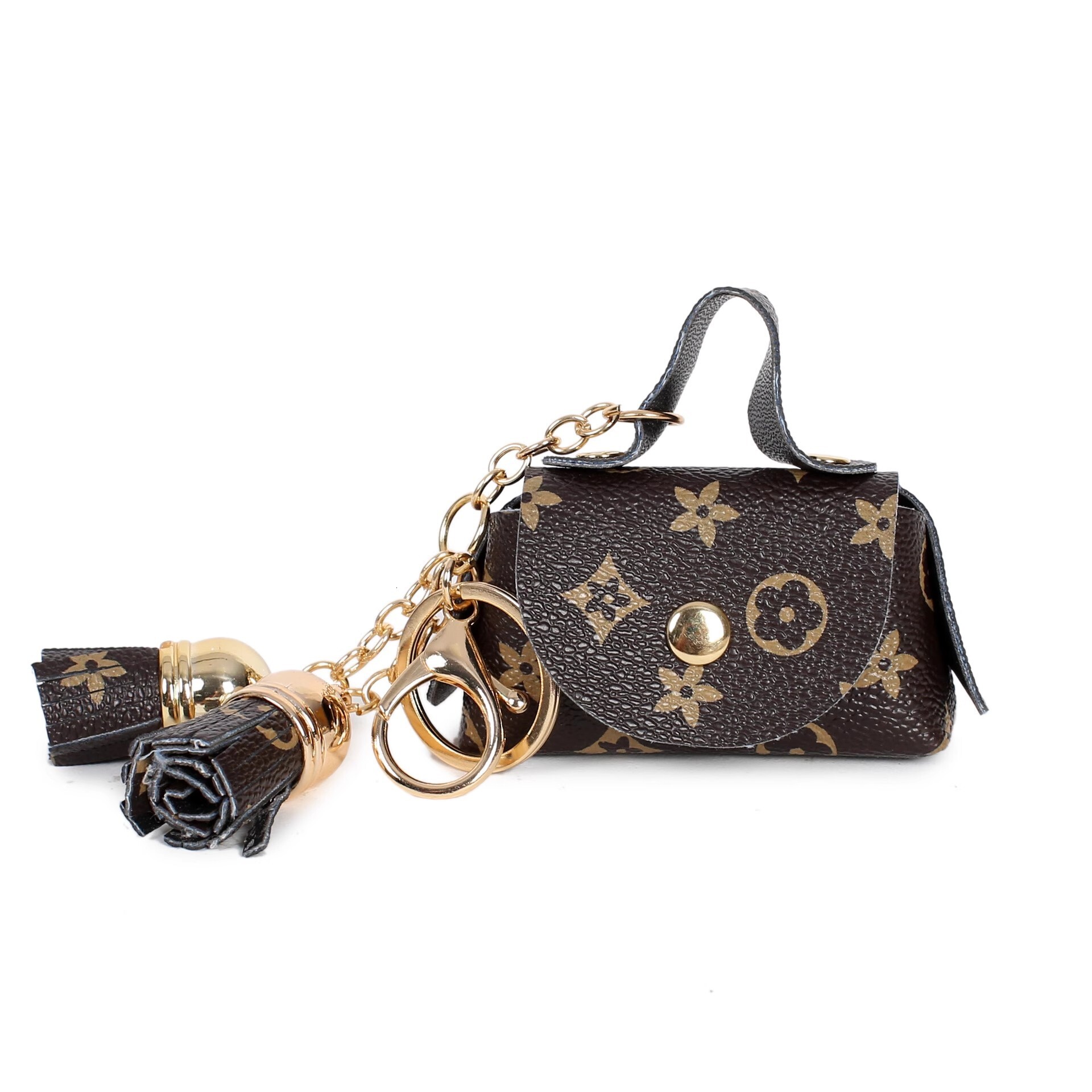 New designer's cute mini leather coin purse, headphone storage, old flower pendant, card bag, women's key bag