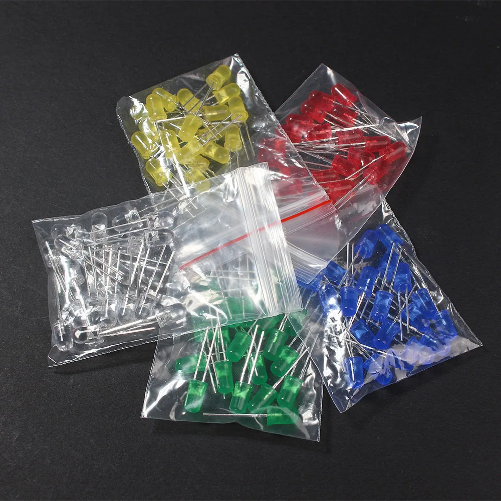 50-100PCS F5 LED Diode 5MM Super Bright Light Emitting Diodes Kit Blue Green Red Yellow White