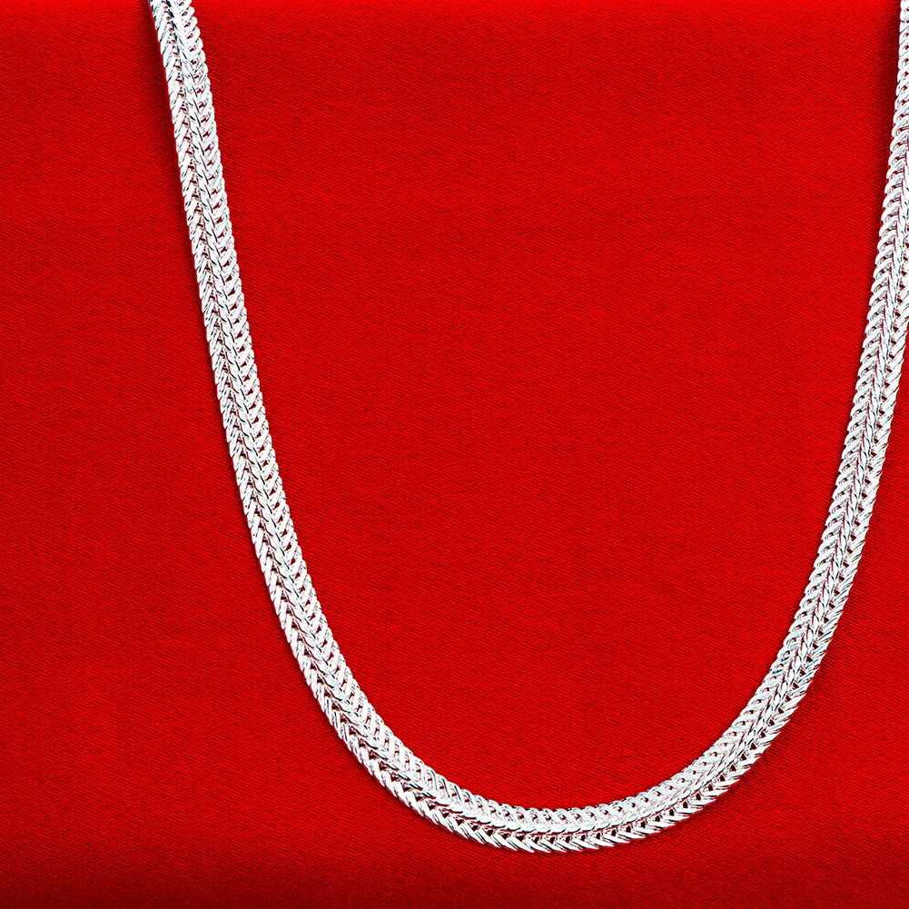 JewelryTop Fine 925 Sterling Silver Snake Style Chain Necklace for Women Men Jewelry Designer Wedding Engagement Gifts 50-60cm
