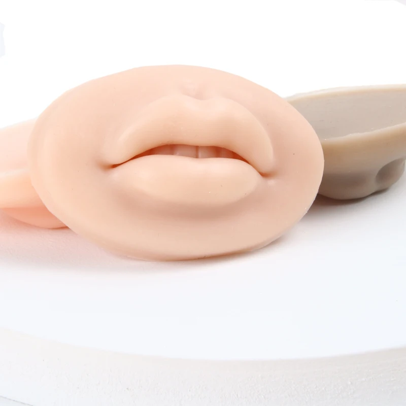 5D Lip Practice Skin Soft Silicone Open Mouth With Teeth Tattoo Skin Reuseable For Permanent Makeup Beginner Training Supplies