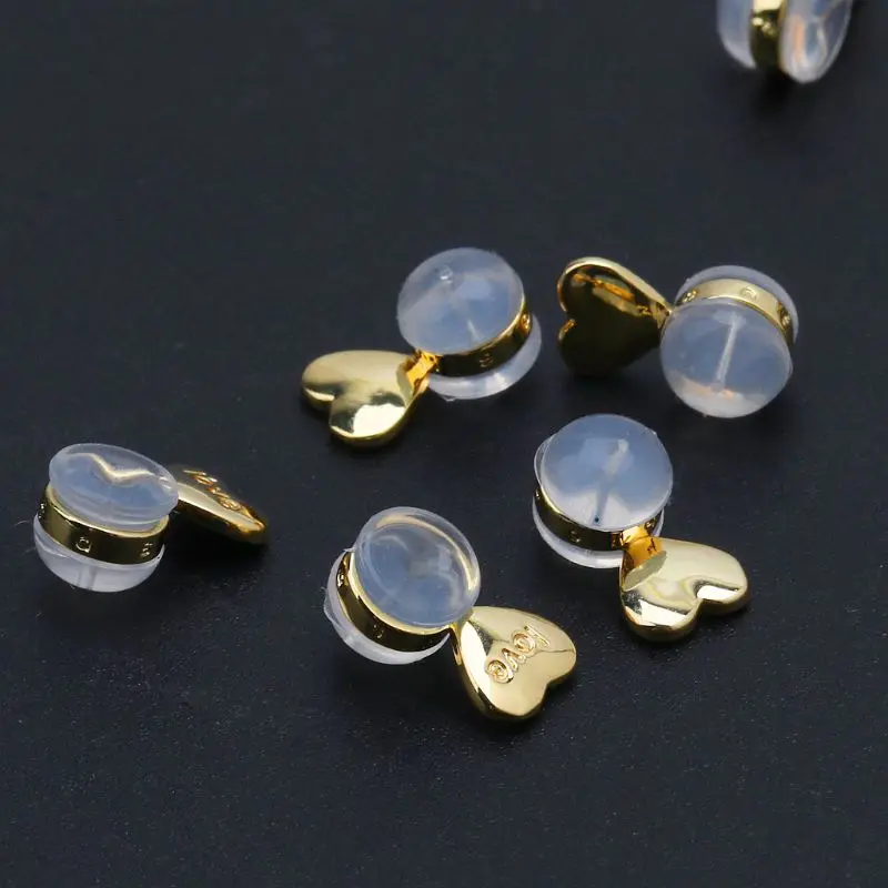 10Pcs Heart Love Magic Earring Lifters Earring Lifts Backs Adjustable Earring Nuts Ear Lobe Support