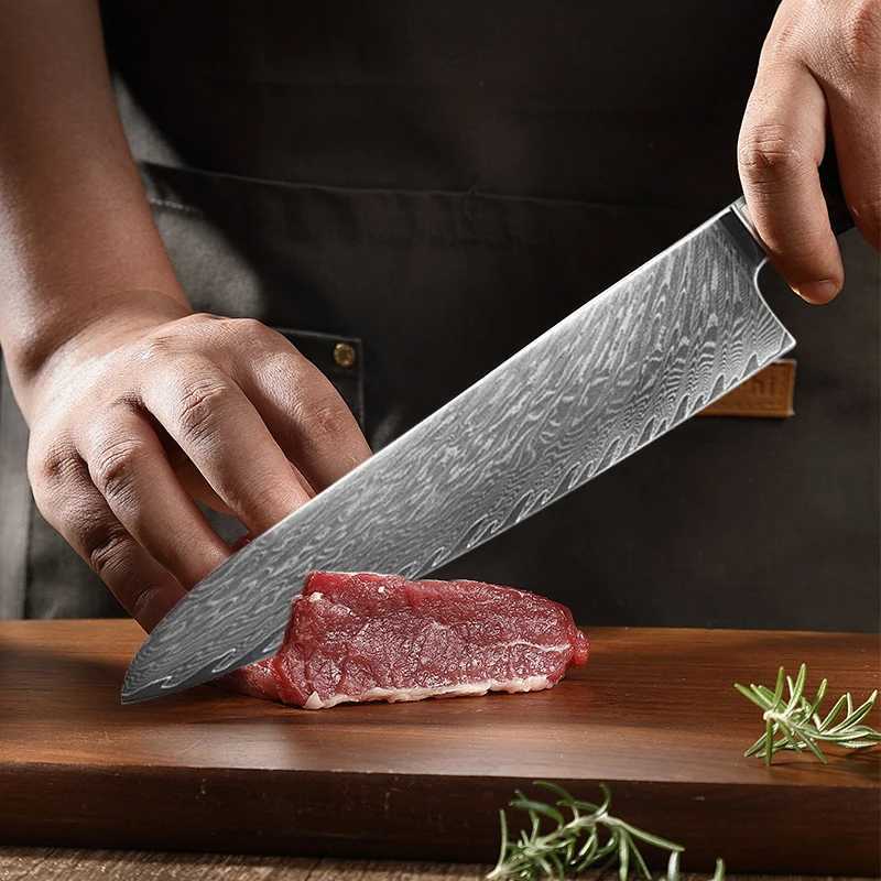Professional Chef Knife Set Damascus Steel Chopper Universal Kitchen Knife Bread Slicer X241102