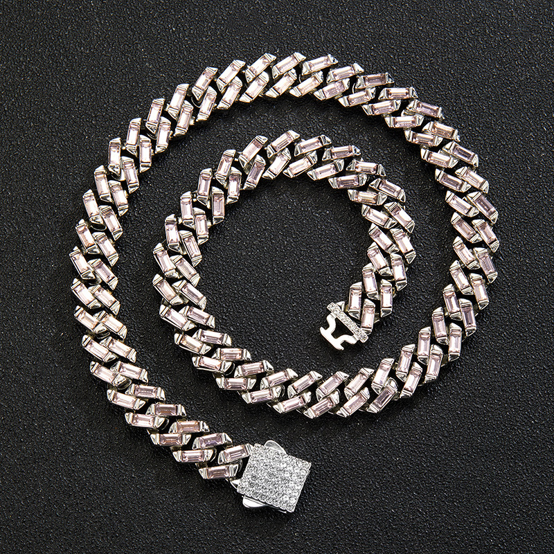 fashion ice out moissanite necklace Alloy hip hop Vvs Moissanite Dias Cuban Chain chains for men bracelet designer jewelry cuban k chain gift