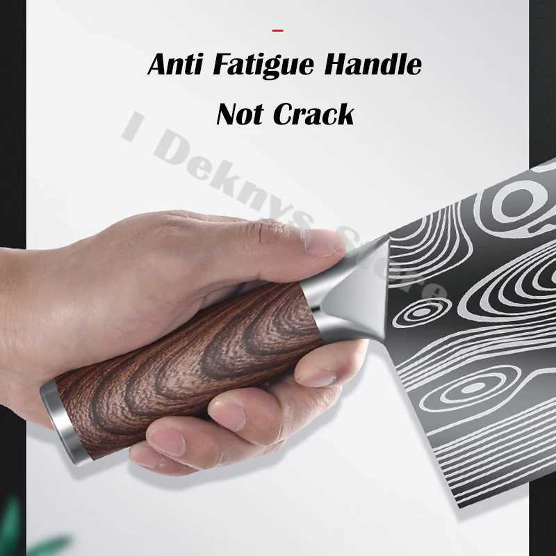 Laser Damascus Japanese Kitchen Knife Set Professional Chef Knife 4cr13 Stainless Steel Meat Slices Cooking Butcher Knife X241102