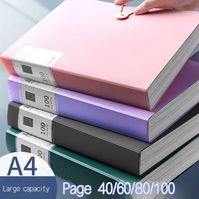 2pcs 40 60 100 Pages A4 Size A4 Book Folder Storage Rganizer Book Multi-layer Loose-leaf Folder Student Office File Book