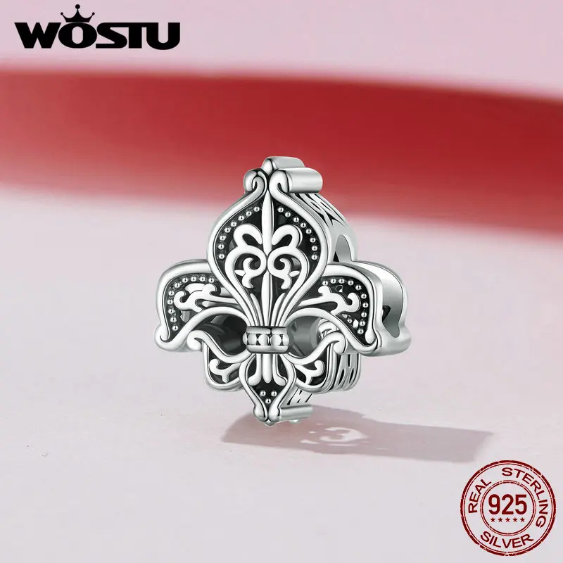 WOSTU 925 Sterling Silver Vintage Lucky Hand of Fatima Charms Blue CZ Cross Pendnat Evil Eye Bead Fit DIY Bracelet Necklace Gift