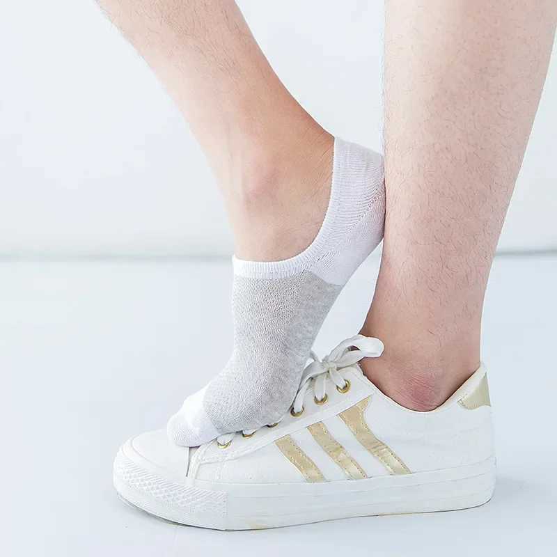 Summer Hollow Out Mesh Breathable Mens Sock Slippers Low Cut Ankle Boat Men Male Silicone Non-slip Invisible No Show LX241102