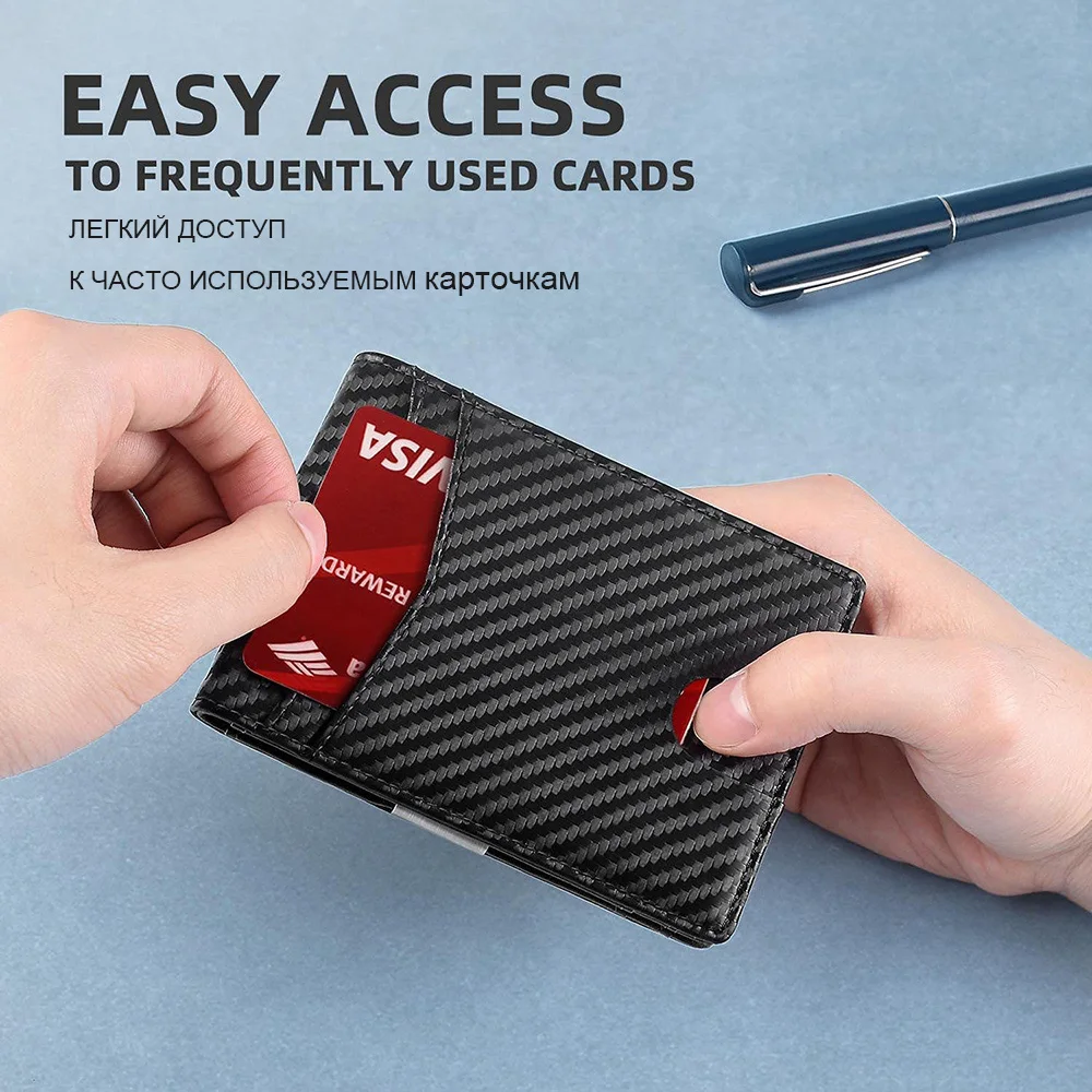 Men's Smart Genuine Leather Wallet Purse Bank Credit Card Holder For Men Slim Anti RFID Theft Wallet Money Clip Bag Cardholder