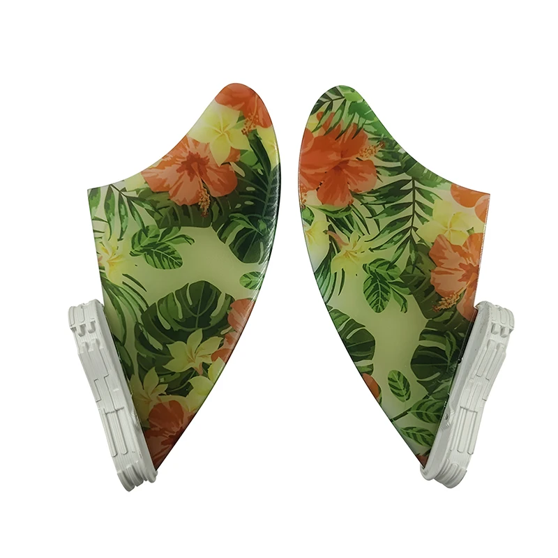 UPSURF FCS2 KEEL FINS Fiberglass Twin fins Double Tabs/Double Tabs 2 Keel fins side fin surf fins Polished flower pattern