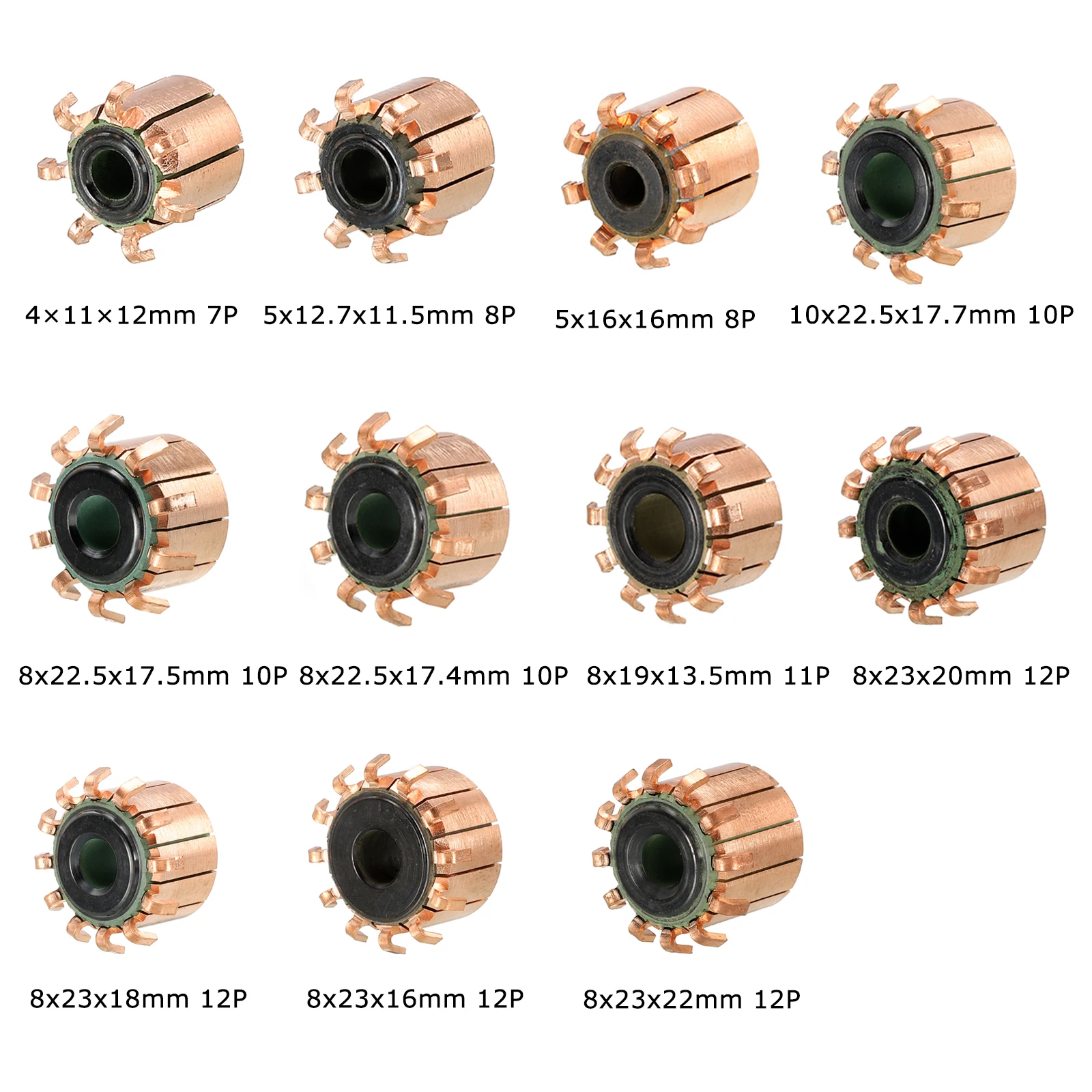 11 Sizes Electric Motor Commutator 2025 7/8/10/12 Gear Teeth 4-10mm ID 11-23mm OD Copper Motor Accessory for new Power Tools DC Motors