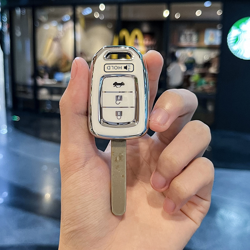 For Honda Accord 2016 2017 Civic 2016 2017 2018 2019 TPU Silver Edge Car Remote Key Cover Case Shell Keychain Accessories