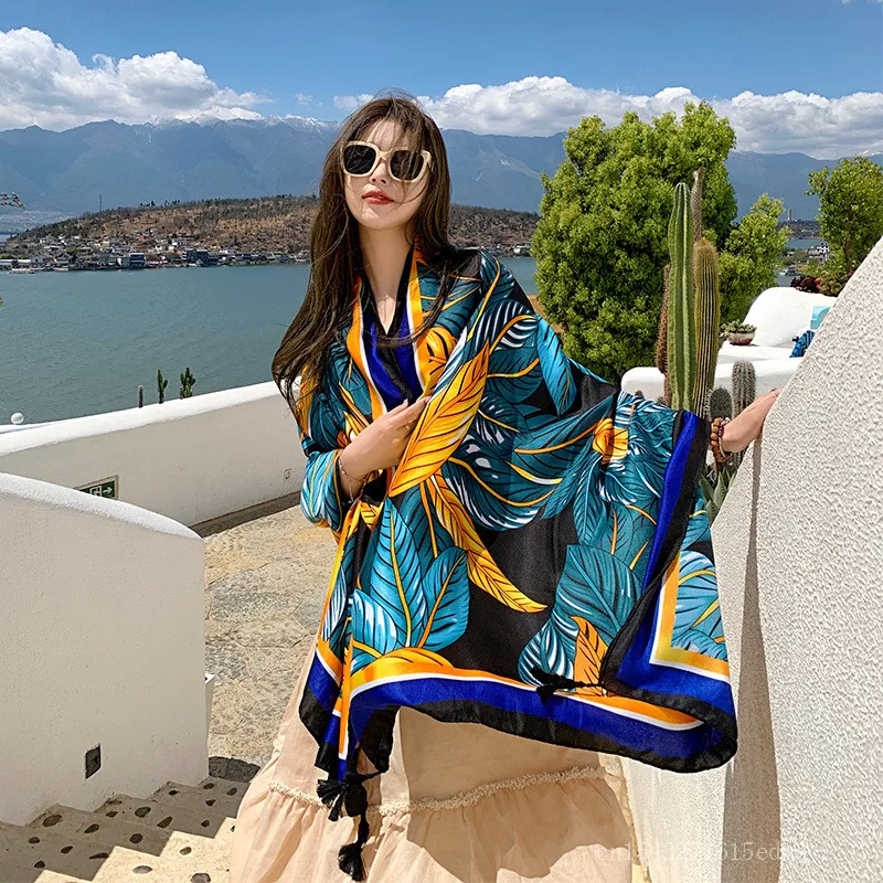New 46 Colors Women Beach Scarf Bohemia Flower Summer Hijab Shawls and Wraps Female Foulard Echarpe Designer Pashmina Bandana