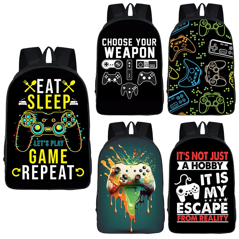 Funny Gamepad Print Backpack Teenage Children Boys Girls Video Game Fan Student Schoolbags Outdoor Travel Laptop Sports Rucksack
