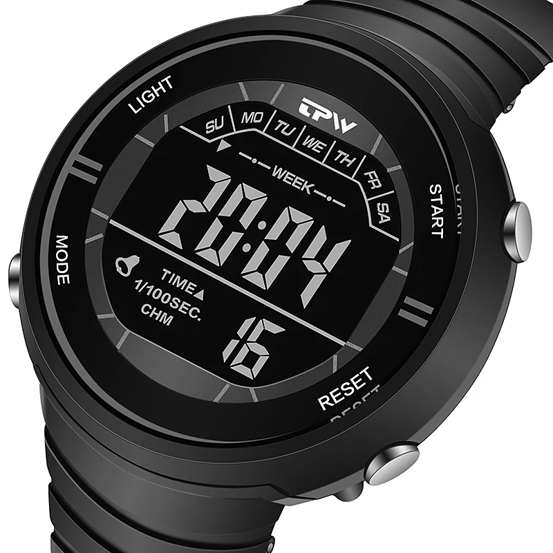 Shock Resistant Negative Display Digital Watches 3ATM Water Resist