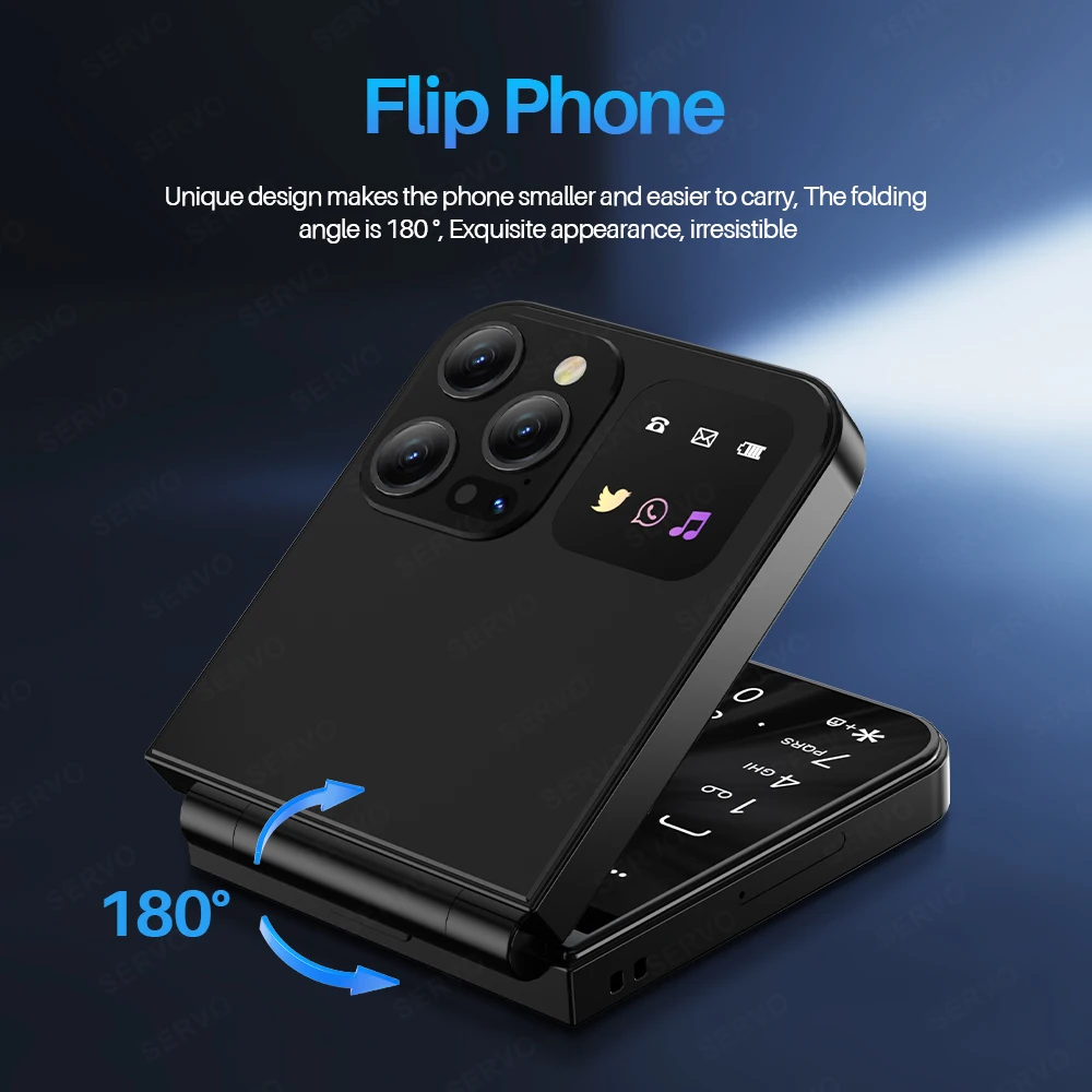 SERVO A50 PRO Flip Mobile Phone Speed Dial Flashlight Auto Call Record Type-C 2 SIM Cards GSM 2.4" Fold Cellphone Multiple Color