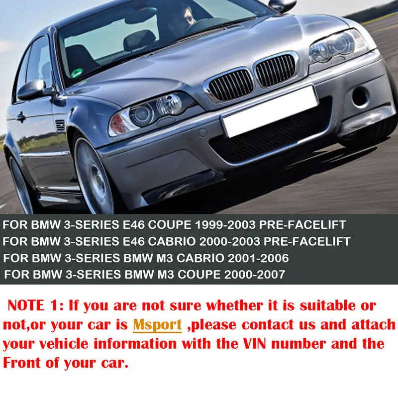 Rhyming Front Kidney Grill Grille Glossy Matte Black Car Accessories Fit For 3 Series E46 Coupe 2Door 1998-2001