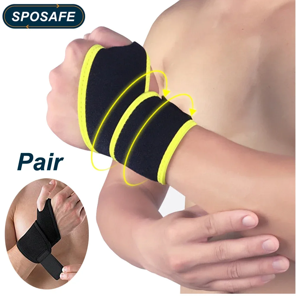 2Pcs Wrist Brace Wraps Support Adjustable Straps Fits for Carpal Tunnel,Volleyball,Badminton,Tennis,Basketball,Weightlifting