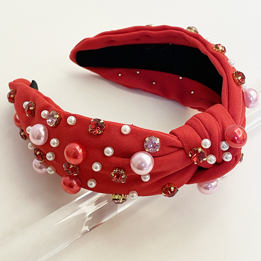 Mardi Gras Pink Pearl Rhinestone Knot Hairband Headband Adult Hair Accessories Hair Jewley