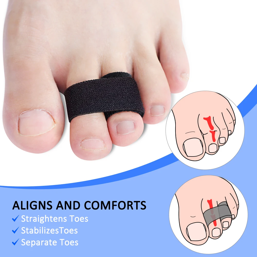 Pexmen 1/2/5Pcs Straightener Correctors Protectors Black Toe Wraps Splint for Curled Crooked Bent and Hammer Toes