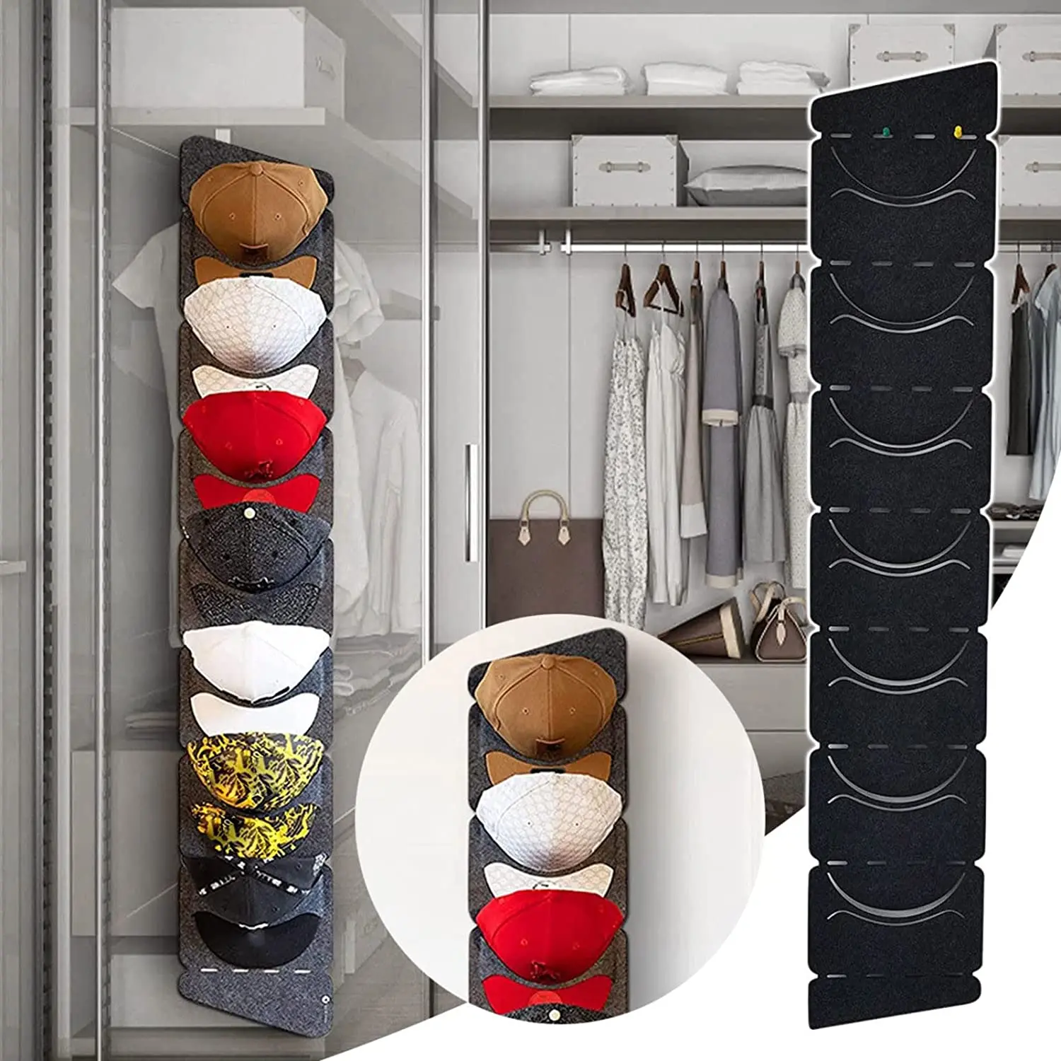 Baseball Hat Rack Door Hat Storage Holders Hanging Over the Door Baseball Cap Organizer with 14 Pockets Caps Display Rack