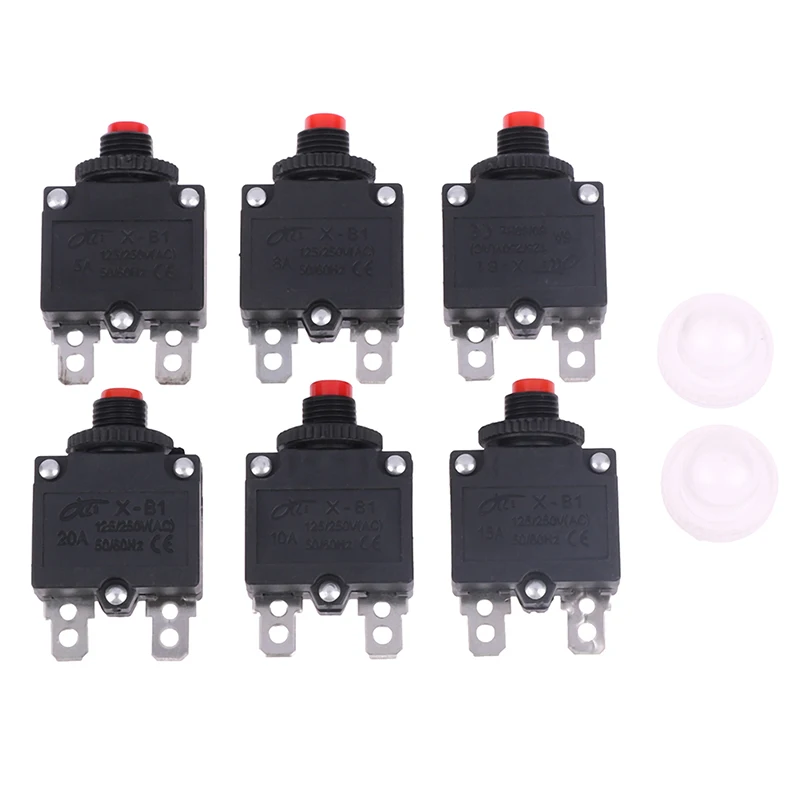 120VAC / 250VAC Thermal Switch Circuit Breaker Overload Protector 5A 6A 8A 10A 15A 20A Overload Switch Protector Fuse
