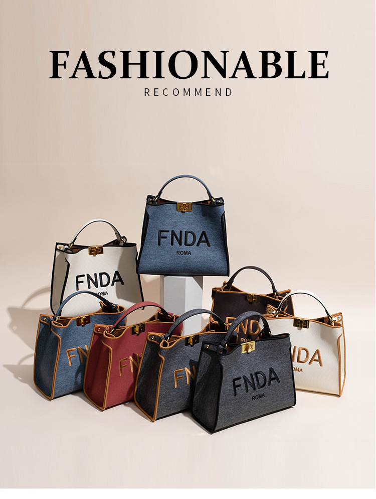 2023 New Female Bag Senior Sense Contrast Color Large Capacity Tote Bag Bucket Bag Light Luxury Single Shoulder Crossbody Bag