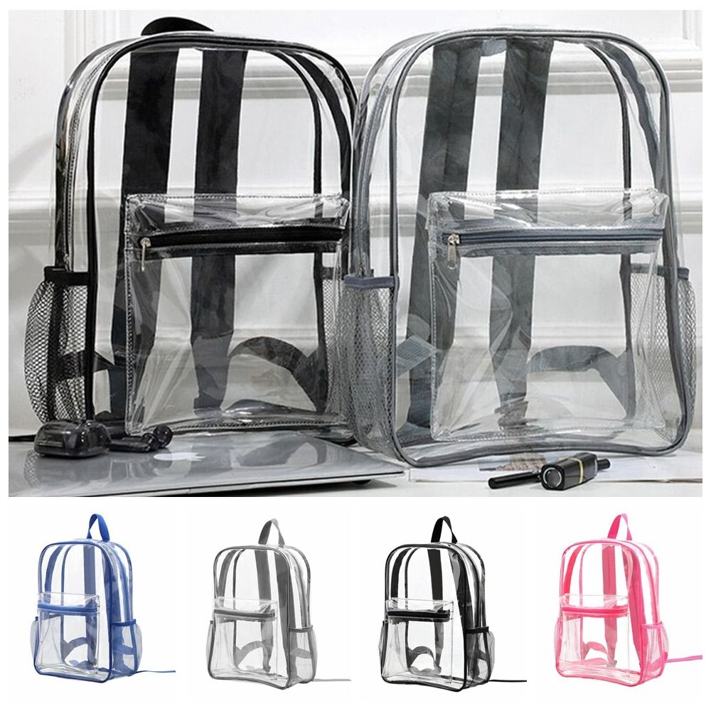 25S new model Large Capacity Transparent Casual Zipper Waterproof Clear School Bag Visible Pvc Backpack Travel
