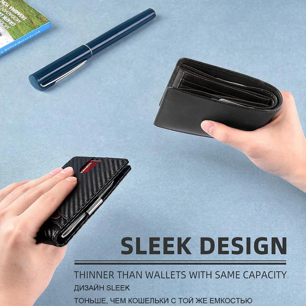 Men's Smart Genuine Leather Wallet Purse Bank Credit Card Holder For Men Slim Anti RFID Theft Wallet Money Clip Bag Cardholder