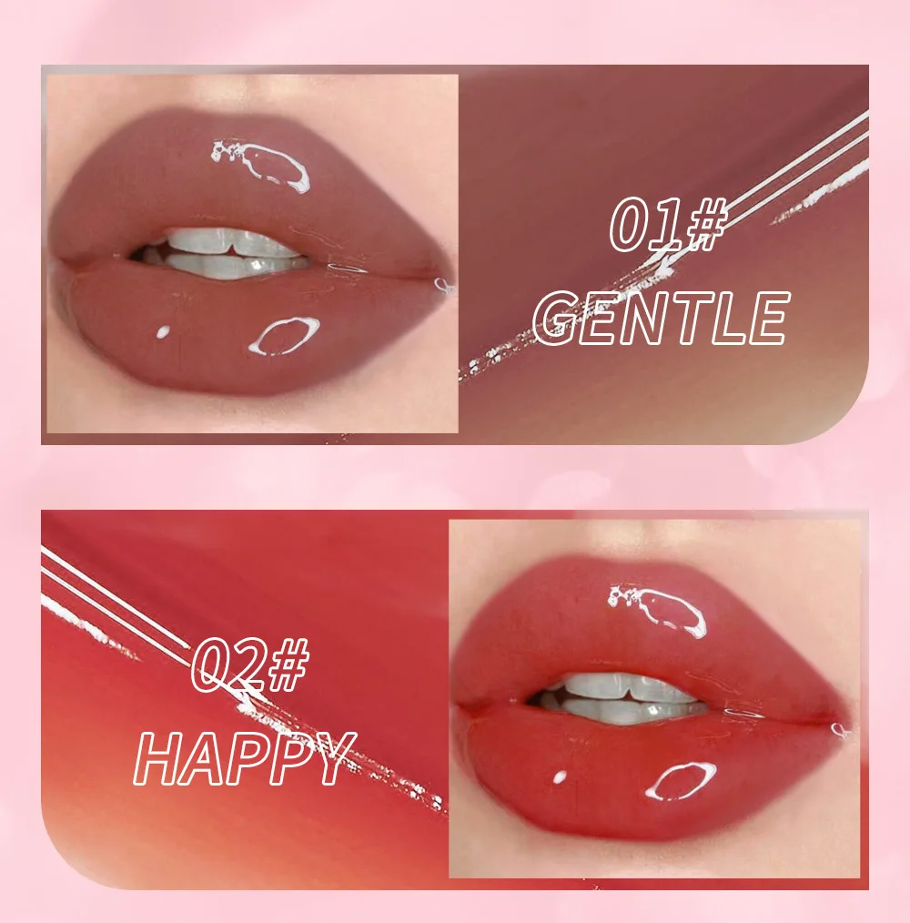 QIBEST Mirror Water Light Jelly Lip Gloss Shiny Mirror Moisturizing Liquid Lipstick Glitter Lip Gloss Lip Oil Glass Lip Stain