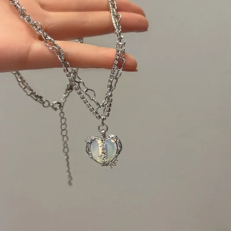Punk Goth Heart Pendant Necklaces Choker Clavicle Chain Y2K Necklace For Women Girl Vintage Collares Neck Jewelry Party Gifts