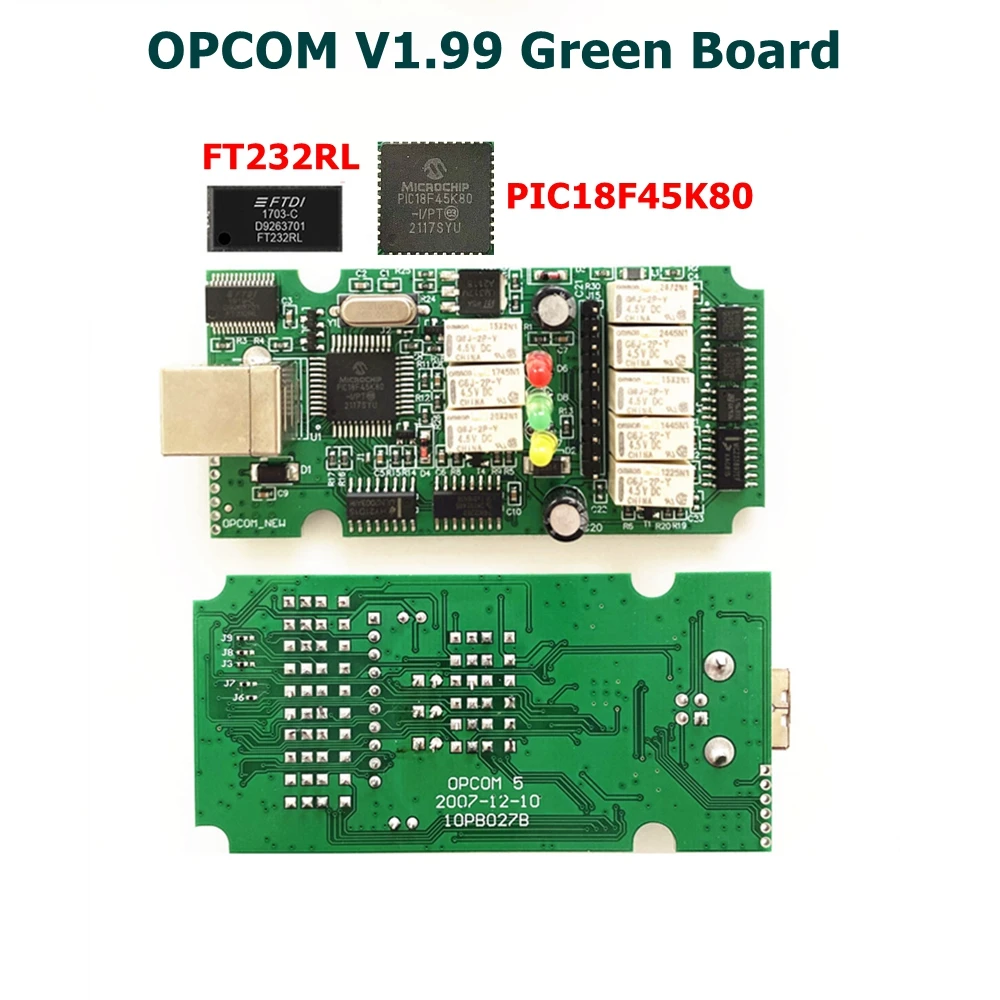 OPCOM V5 200603a 2021 for Opel OP-COM 1.70 V1.95 Flash Firmware Update Car Diagnostic Tool with Pic18F458 FTDI FT232RQ Chip