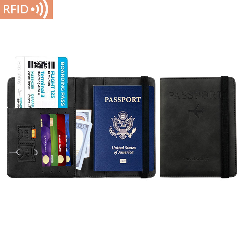 New RFID bag made of PU leather with multiple functions that can accommodate SIM cards, ID cards, foreskin covers, passport clips
