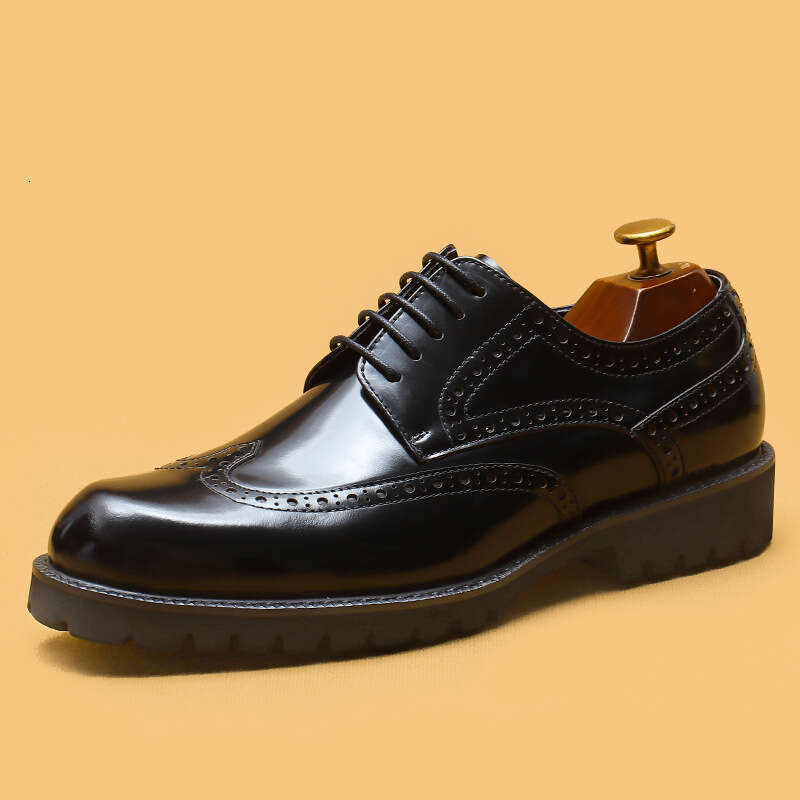British Business Dress Leather For Men, Made Of Thick Bottom Increased Height, Lacquer Bright Leather, Blok Men's Shoes