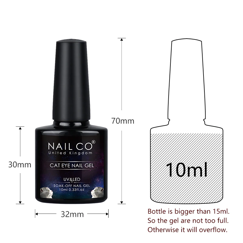 NAILCO Crystal Cat Eye Gel Nail Polish 10ml UV Nail Art Lakiery Hybrydowe SPAR Magnet Nail Gel Lacquer Color Gellak Vernis Soak