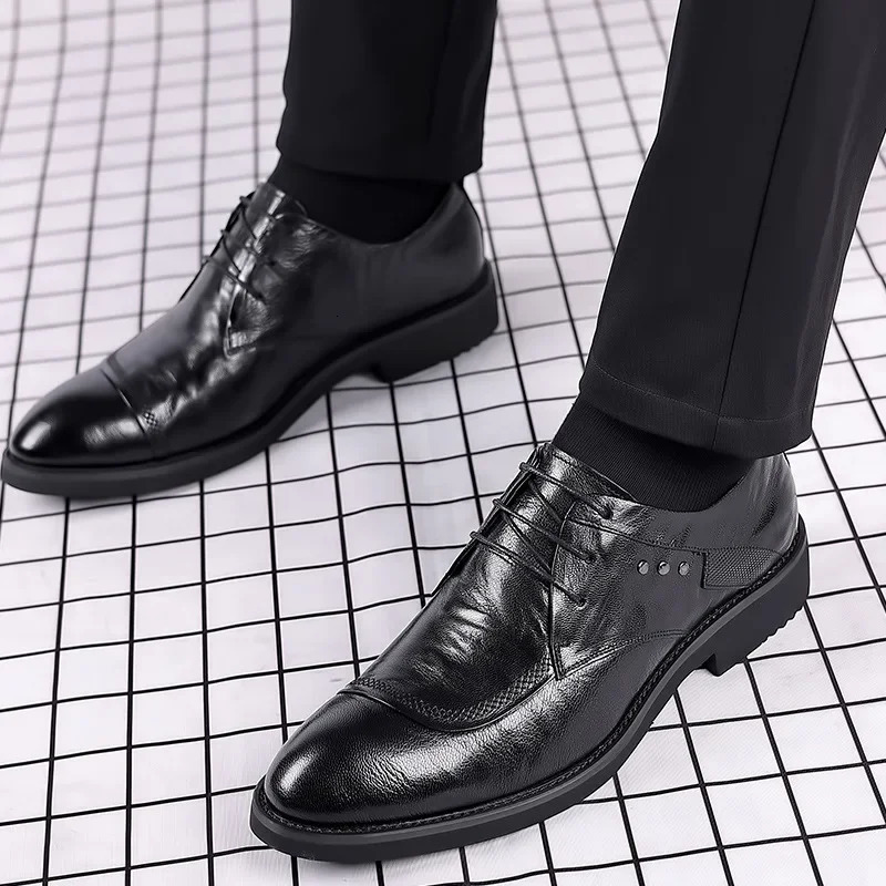 Mens shoes mens shoes mens shoes genuine leather business formal Oxford shoes mens high-quality leather Zapatos Hombre 241031