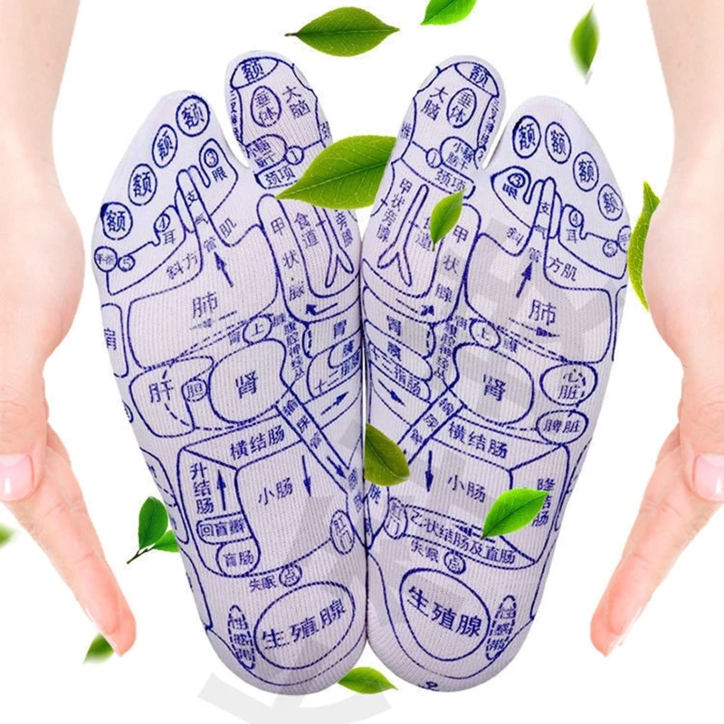 Acupressure Reflexology Chart Socks 2 Toe Split Foot Massage Meridian Hosiery