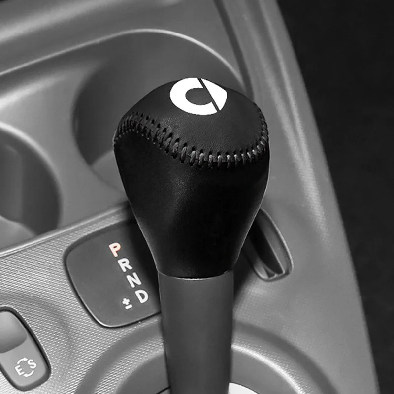 Leather Fluff Gear Shift Handbrake Lever Cover For Mercedes Smart 453 Forfour Fortwo Interior Accessories