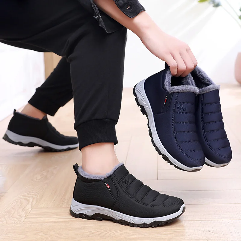 Snow Boots Men'S Slip On Winter Warm Shoes For Men Women Waterproof Ankle Boots Winter Male Snow Botines Hiking Boots Femininas