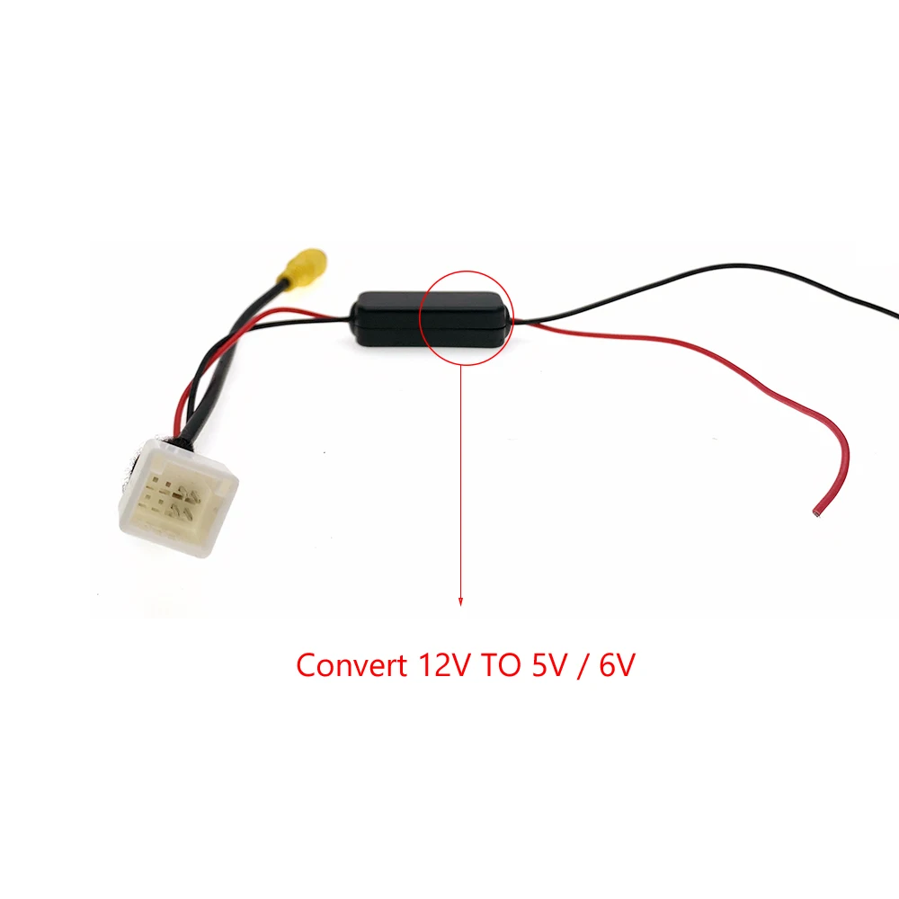 8 Pin Car Radio Reversing Rear Camera RCA Convertor 12V To 6V 5V Adapter Cable for Toyota Aygo Citroen C1 Peugeot 108 Android