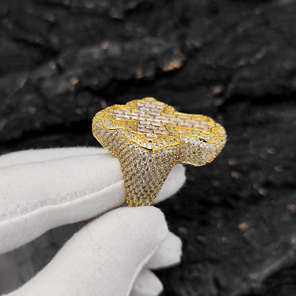 TopBling Cross Finger Ring Iced AAAAA Zircon Prong Setting Fashion Luxulry Men Hip Hop Jewelry for Gift