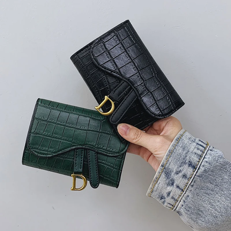 Women's Wallet Short 2024 New Korean Style D Letter Buckle Coins Purses Wallet Card Bag Key Wallet Luxury carteras para mujeres