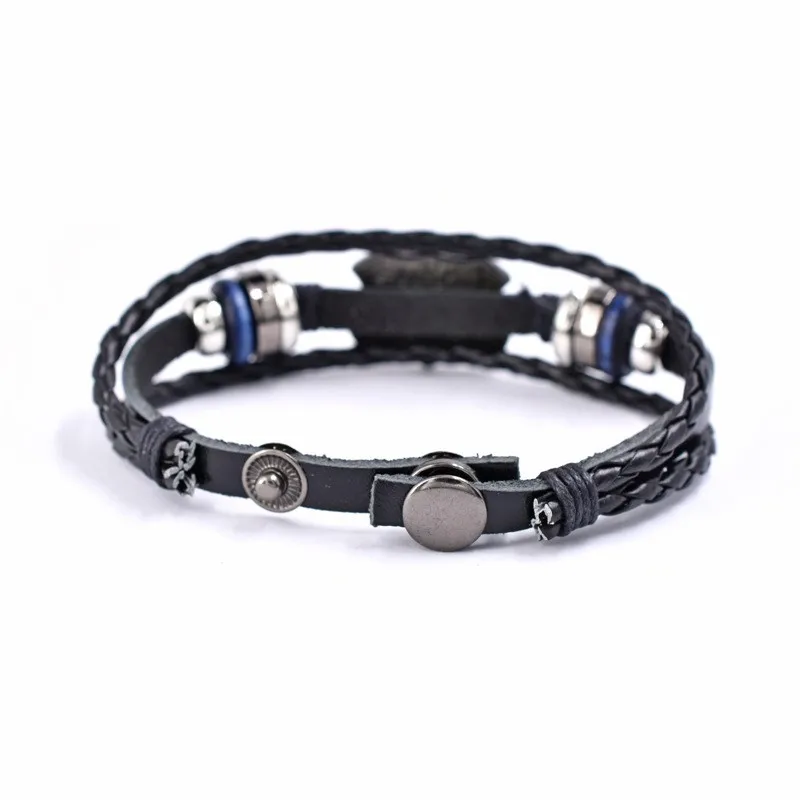 Vintage US Route 66 Printed Pattern Bracelet Men's Bracelet Metal Multilayer Leather Bracelet Accessories New Party Jewelry