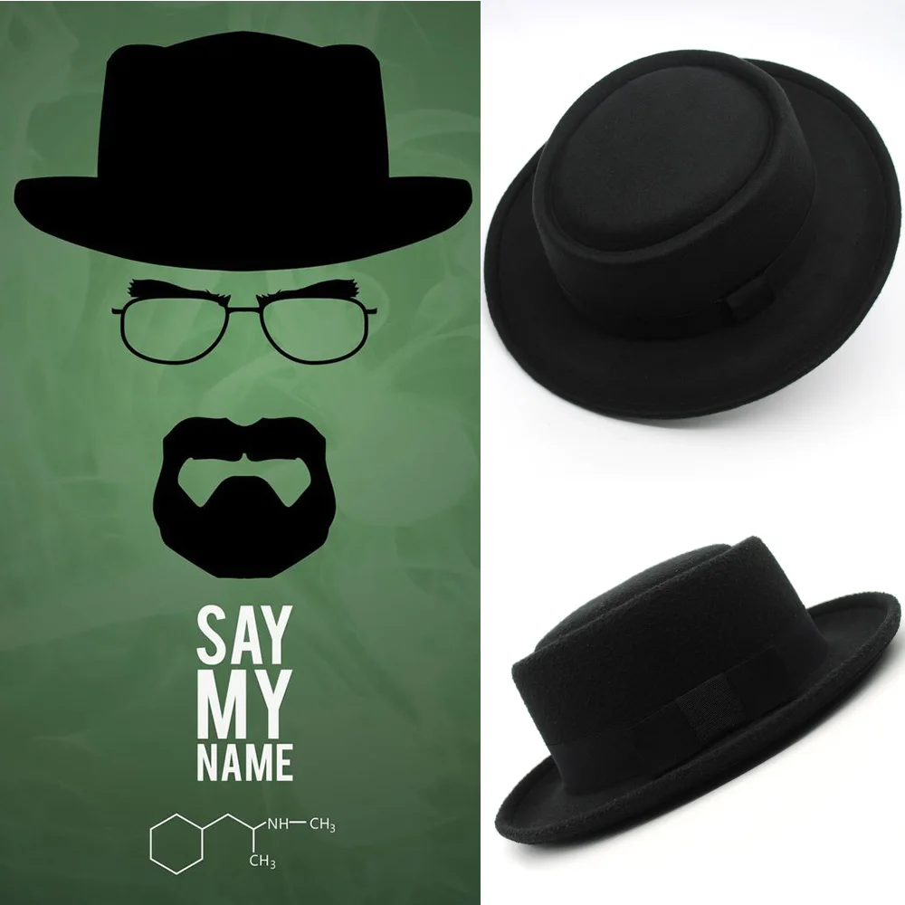 Breaking Bad Fedoras Hats Men's Felt Wide Brim Bucket Hats Man For Men Women Fedora Swanowing