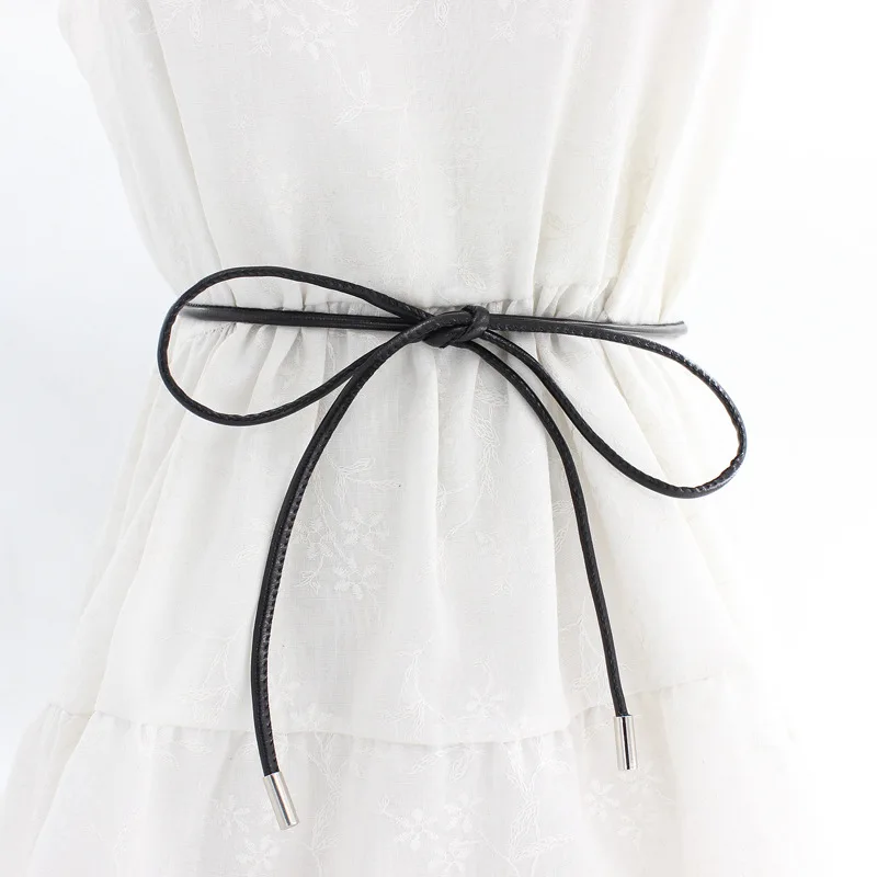 150cm Solid Simple Style High Quality Woman Dresses Thin PU Belt Female Simple Leather Party Belt Women's Ceinture Femme Travel