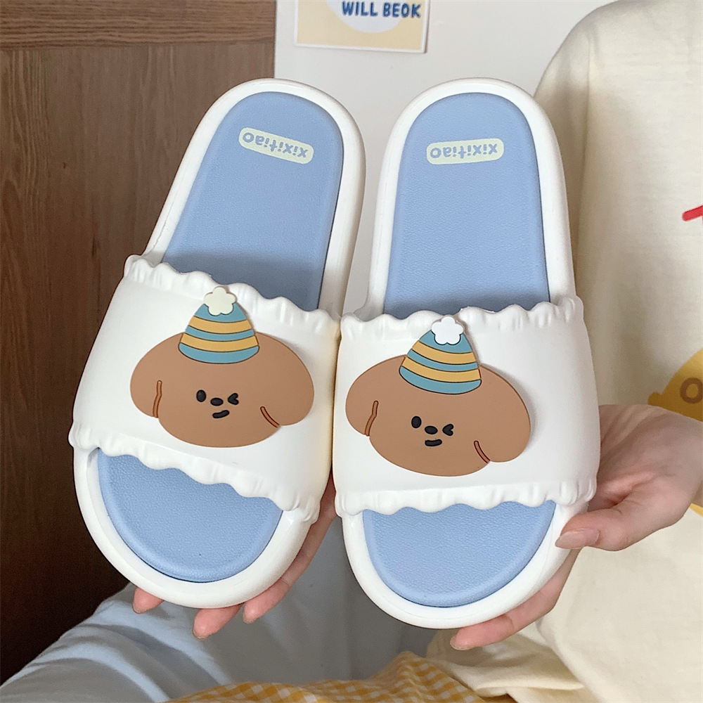 Soft platform double home summer slippers women personality cute hat dog indoor street sandals girl slippers