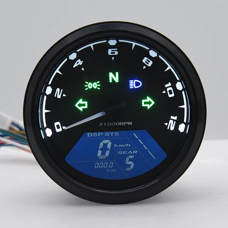 New Universal Motorcycle 12000RMP LCD Speedometer Odometer Tachometer 1-4 Cylinders Motorbike Gauge Motorcycle Digital Dash